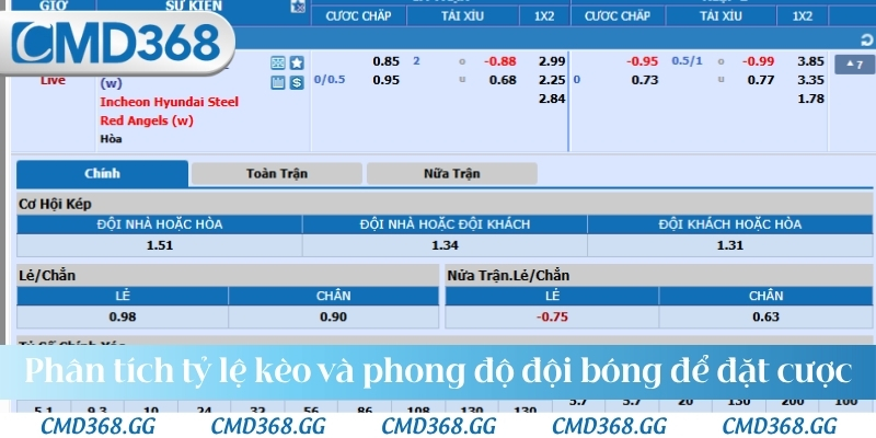 Phân tích tỷ lệ kèo và phong độ đội bóng để đặt cược chính xác