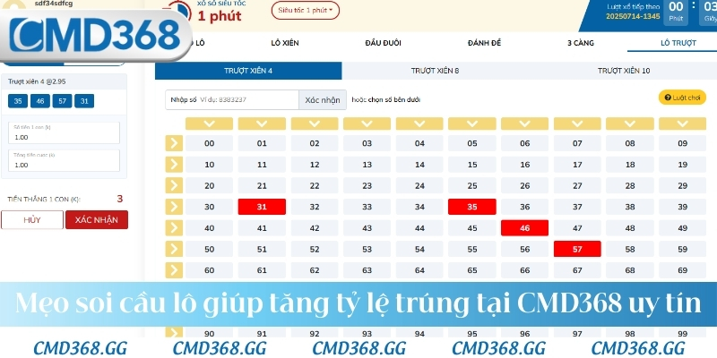 Mẹo soi cầu lô giúp tăng tỷ lệ trúng tại CMD368 uy tín